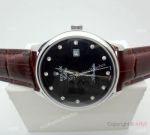 Buy Copy Rolex Geneve Cellini Watch Black Dial Brown Leather strap